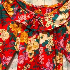 Vintage 70’s Cottagecore MIDI Dress with Ruffle Neck and Sleeve